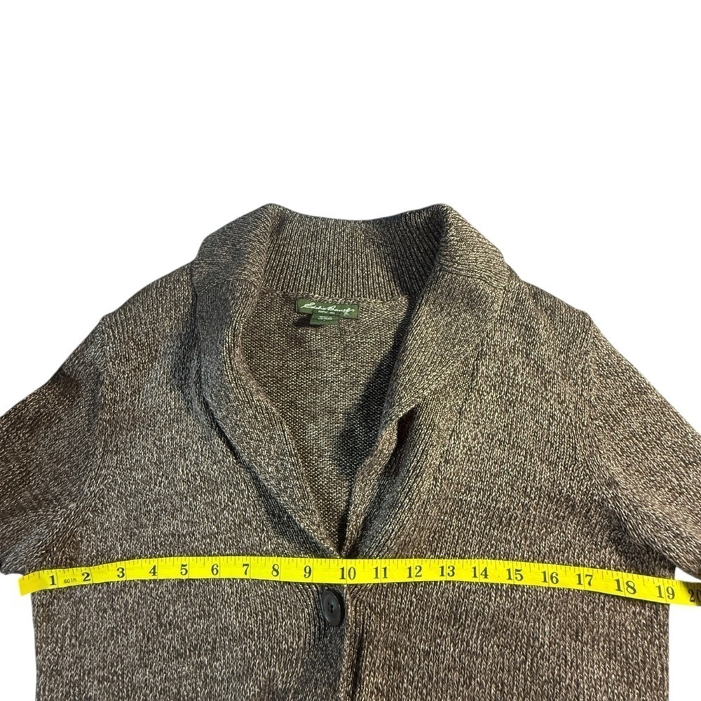 Eddie Bauer Shawl Collar Marled Brown Cardigan Size Medium Grandpa Outdoor Long - Picture 6 of 11